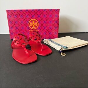 New Tory Burch Miller Square Toe sandals in Tory Red